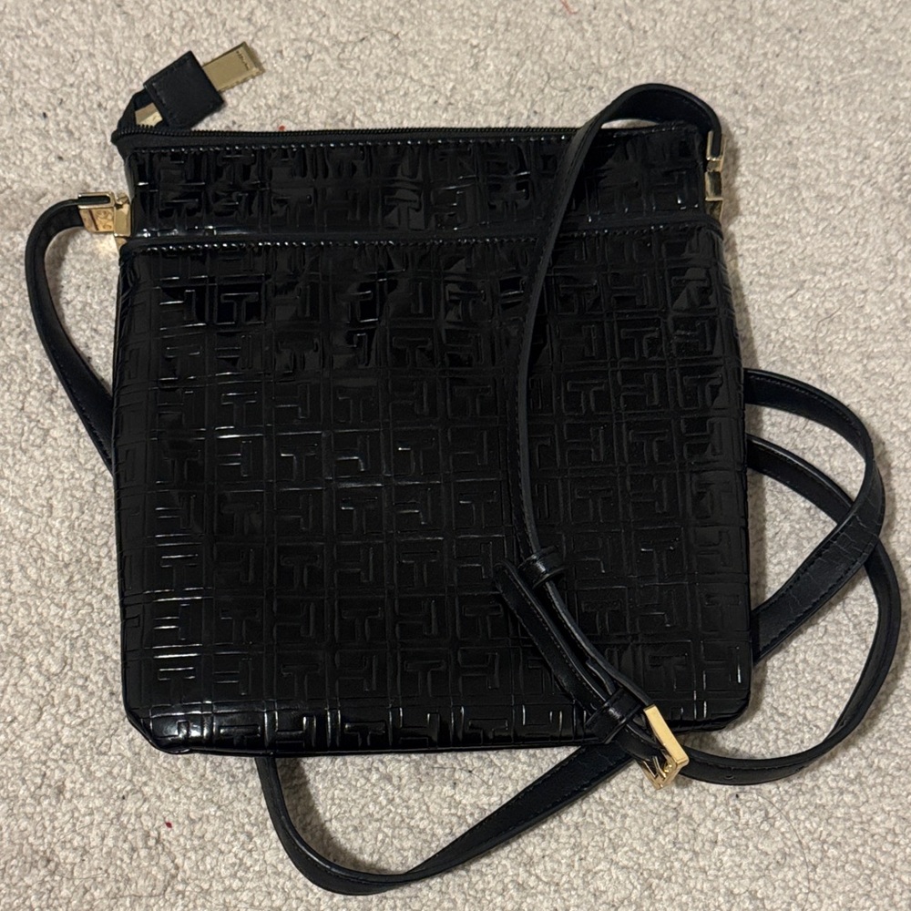 Tommy Hilfiger Black Embossed Crossbody Bag
